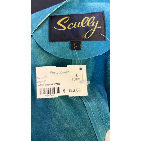 NWT Scully Teal Laser Cut Suede Fringe Vest Size L - Picture 6 of 7